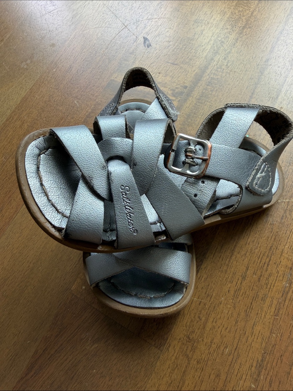 Salt Water Sandals by Hoy Silver Metallic Fisherman Sandals - Picture 2 of 5
